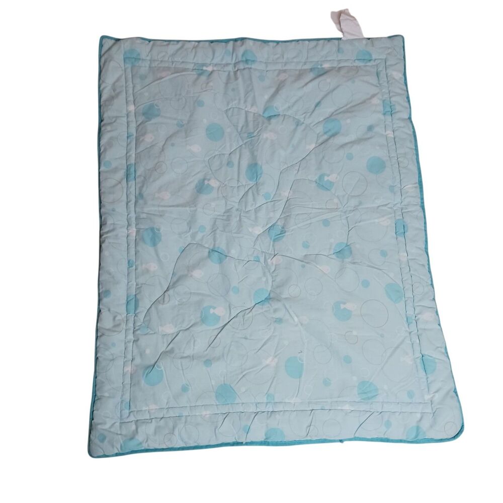 Disney Baby Finding Nemo Crib Blanket Squirt Ocean Theme Blue Quilt - Picture 2 of 8